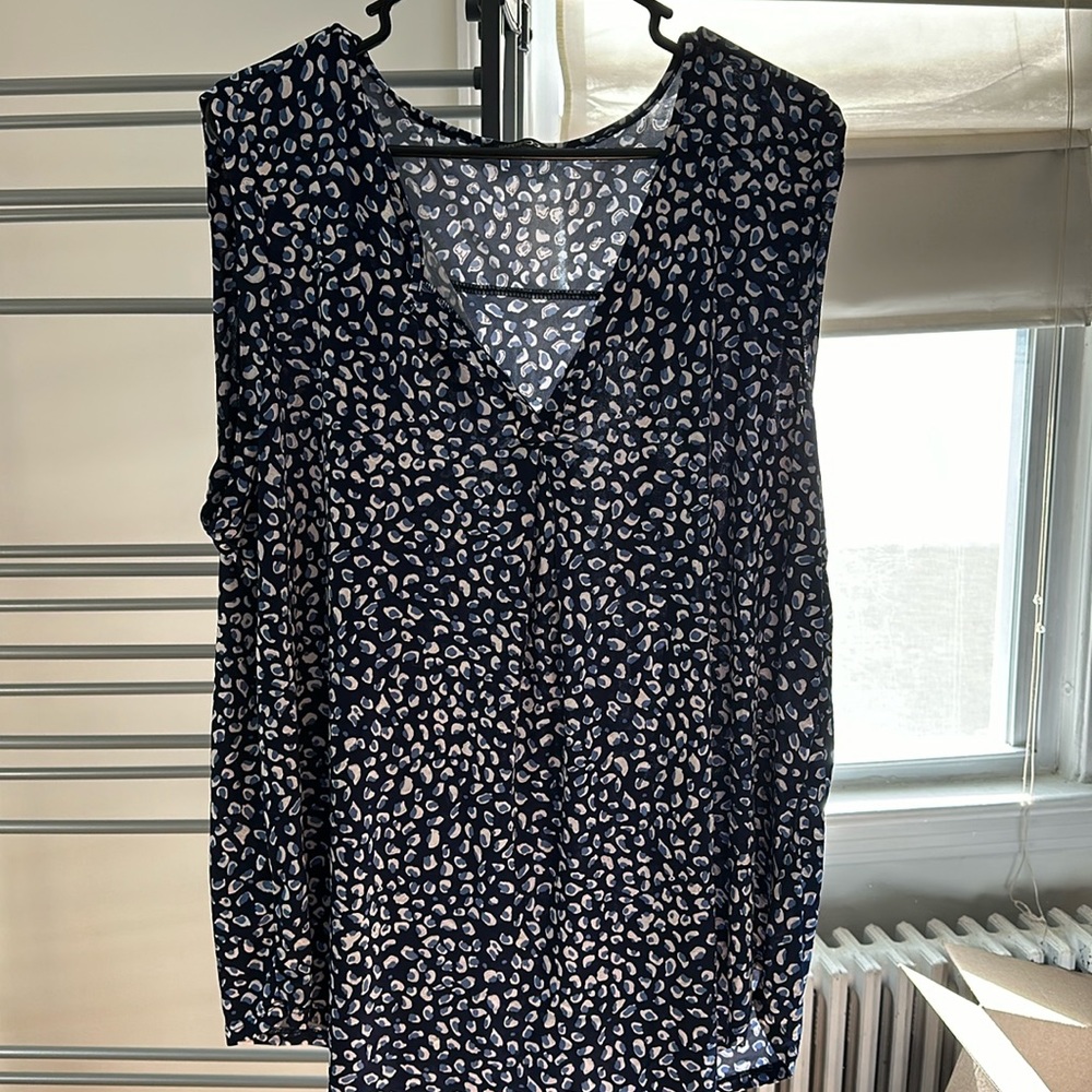 Navy blue sleeveless blouse